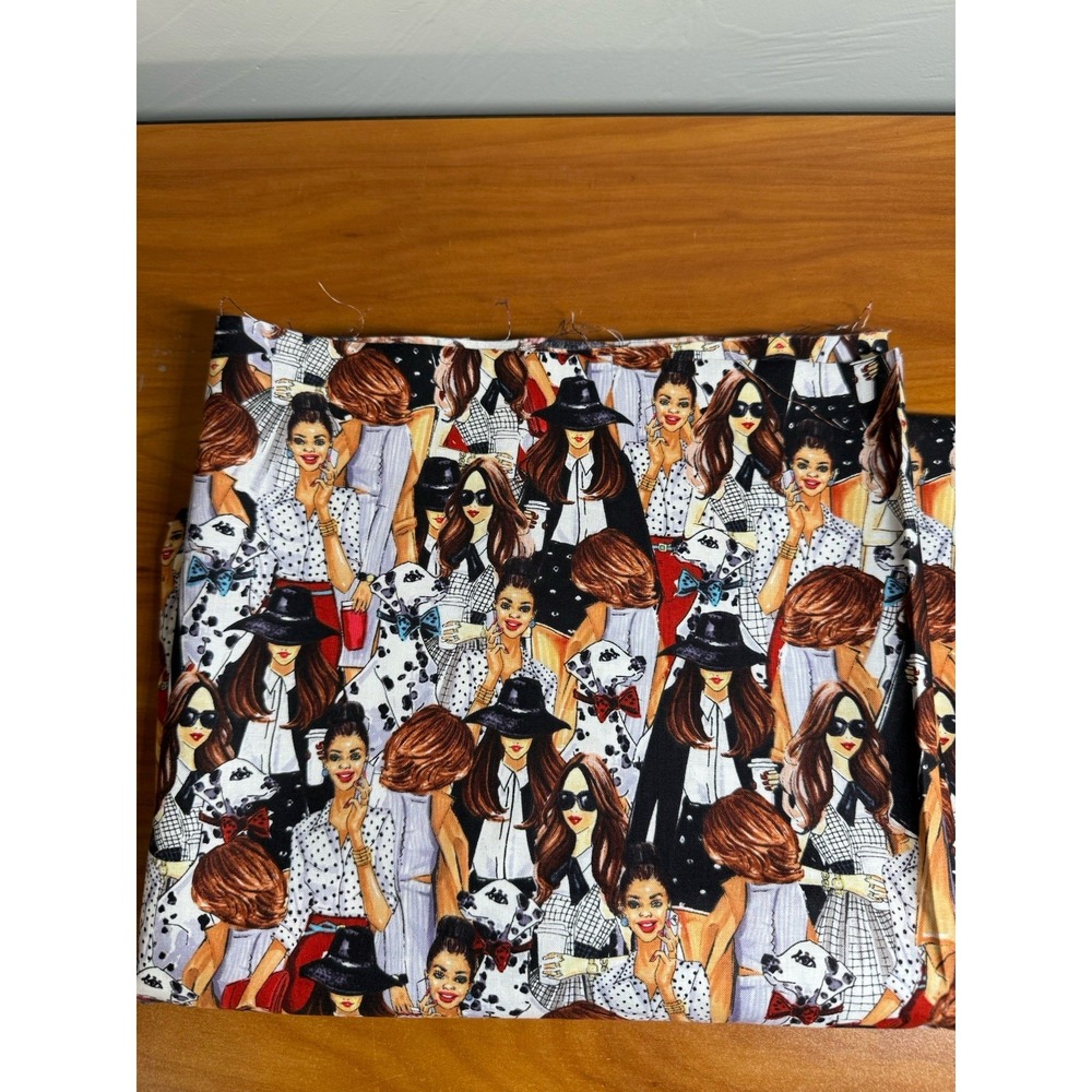 2 YDS JoAnn Fabric PACKED WOMEN WITH DALMATIONS Cotton